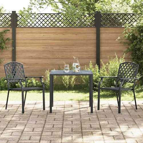 vidaXL Stapelbare Gartenstühle 2 Stk. Anthrazit aus Stahl - Diese eleganten Gartenstühle mit modernem Mesh-Design sind rost- und witterungsbeständig. Ideal für Terrasse und Garten, lassen sie sich platzsparend stapeln und sind leicht zu reinigen. Lieferung umfasst 2 Stühle.