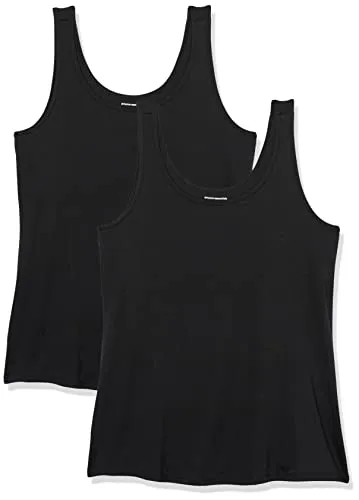 Amazon Essentials Damen Tanktop (erhältlich in Übergröße), 2er-Pack, Schwarz, 3XL Große Größen