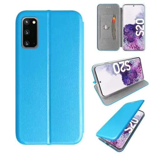 Hülle Kompatibel mit Samsung Galaxy S20 | Klapphülle Schutzhülle mit Kartenfächer Kompatibel für Galaxy S20 | Magnetverschluss Klapphülle | Türkis