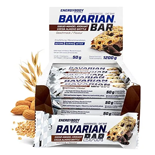 Energybody Bavarian Bar - 24er Pack Hafer-Energieriegel - Veganer Sportriegel mit wertvollen Haferflocken, ideal für den schnellen Energie-Kick. Perfekt für Sport, Büro oder unterwegs – klebt und schmilzt nicht!