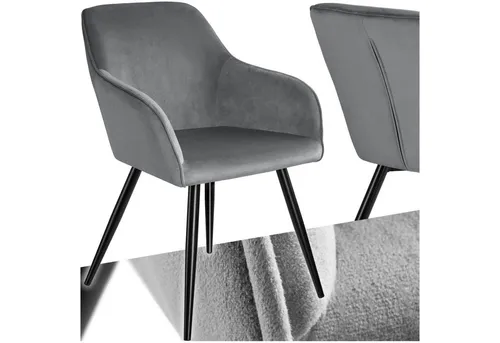 tectake Esszimmerstuhl Marilyn - Gepolstert in edler Samtoptik - Stühle für stilvolles Wohnen: Der Marilyn Stuhl vereint luxuriöse Samtoptik mit ergonomischem Komfort und ist ideal für lange Abende am Tisch.