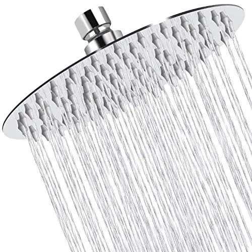 Zoll(20cm) Regendusche Duschkopf Edelstahl AISI304 Regenbrause Anti-Kalk-Düsen Duschkopf Regenduschkopf Rund (8 Zoll) 8