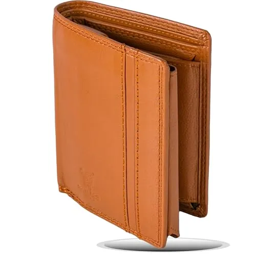 MATADOR® Herren Geldbörse aus Leder - TüV Geprüfte Brieftasche in Hell-Braun - Herren-Geldbörse aus handgemachtem Echtleder mit 10 Kartenfächern und RFID-Schutz. Ideal für Sicherheit und Stil im Alltag.