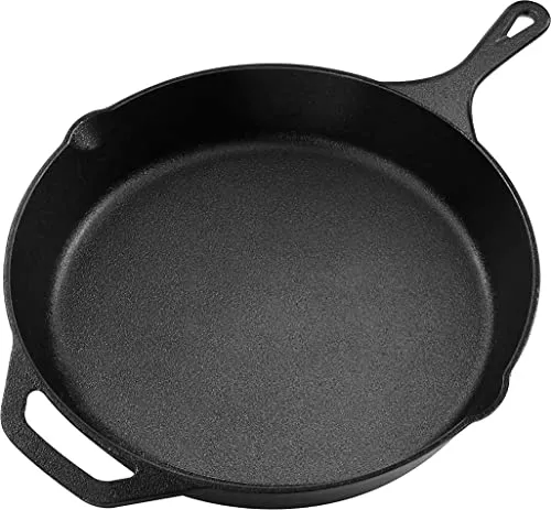 KICHLY Vorgewürzt Gusseisen Skillet 12 Zoll, Safe Grill Kochgeschirr für den Innen- und Außenbereich, Chef's Pan, Cast Iron Pan