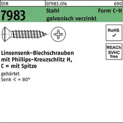 Linsensenkblechschraube DIN 7983 PH C 2,9x9,5-H Stahl geh.galv.verz. 2000St.