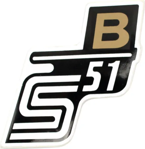 1x Aufkleber, Sticker Simson S51 B in Gold Weiß Schwarz, Beklebung für Seitendeckel links oder rechts