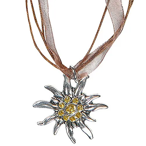 W WIDMANN MILANO Party Fashion 95722 - Strasskette Edelweiß, Schmuck, Halsband, Bierfest, Volksfest, Karneval, Mottoparty