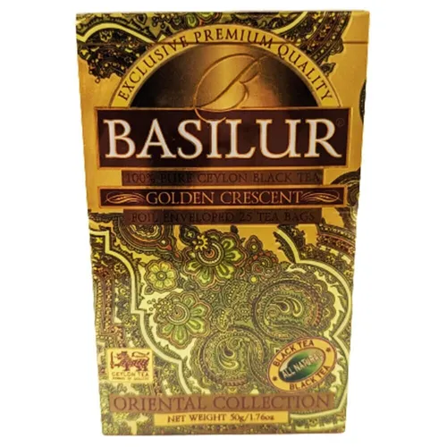 Basilur Schwarzer Ceylon Tee Golden Crescent 25 Teebeutel Schwarztee
