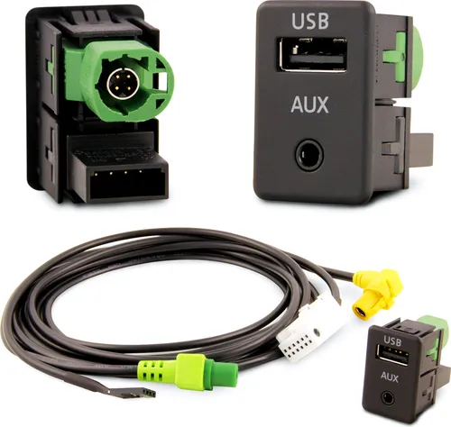 USB AUX Einbau Stecker Kabel Set - Kompatibel mit VW RCD 300/310/RNS 315, streamen und aufladen, einfache Installation