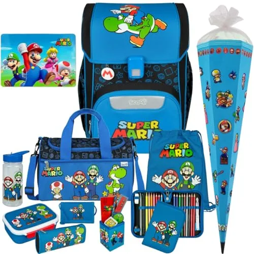 Pridera Scooli Schulranzen 1.Klasse Jungen Super Mario EasyStart 12tlg. Set