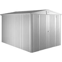 Biohort Metall-Gerätehaus Europa Silber-Metallic 6,8 m² - Gartenhäuser mit robuster Konstruktion, ideal zum Aufbewahren von Gartenutensilien und Fahrrädern. Breiter Eingang für einfachen Zugang und optimaler Witterungsschutz.