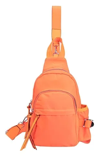 ITALYSHOP24 DAMEN HERREN UNISEX TASCHE Brusttasche Crossbody Bodybag Schultertasche Umhängetasche Rucksack Daypack Backpack Crossbag Nylon ultraleicht Sling Bag Crossover Reise Urlaub Freizeit Orange