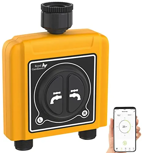 Produktbild Royal Gardineer Zubehör zu Bewässerungs-Ventil: Dual-Bewässerungsventil für Bewässerungscomputer BWC-510 (Bewässerung Systeme automatisch, Wasserverteiler 2 Wege, Gartenbewässerung)