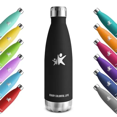 KollyKolla Edelstahl Trinkflasche 750ml, Vakuum Isolierte Thermosflasche, Thermoskanne Auslaufsicher, BPA-Frei, Wasserflasche Kohlensäure Geeignet, für Uni, Schule, Büro, Sport, Reisen, Yoga, Sprudel