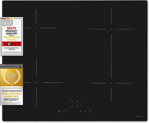 Exquisit Kochfeld EKI 600-SF-B-380 | Induktionskochfeld mit Touch-Control - Kochfelder: Leistungsstarkes Induktionskochfeld mit 7000 W, intuitiver Touch-Bedienung und rahmenlosem Design für moderne Küchen.