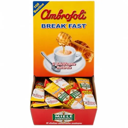 Produktbild Ambrosoli Miele Break Fast Einzeldosis Honig Packung mit 100 Stück à 16g Wildblütenhonig in Beuteln
