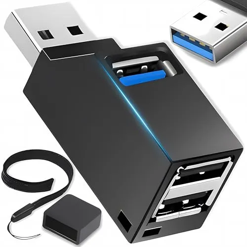 Retoo Port-splitter Adapter 3 Port USB 3.0 Hub 1 USB 2.0 2 USB 3.0 USB Dock Datenhub USB Verteiler USB Adapter für PC Tastatur Drucker Kamera und weiteren USB 3.0 kompatiblen Geräten Plug&Play Schwarz