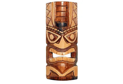 Wogeka Wanddekoobjekt TIKI-Maske bunt 30 cm zum aufhängen Wanddeko aus Bali, Wandmaske Maori Neuseeland