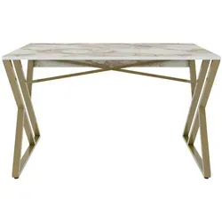 Decorotika Computertisch Gyza, Weiß und Gold, Rechteckig, 60x75x120 cm