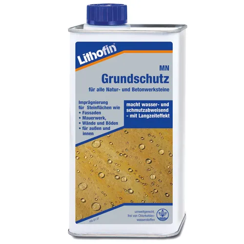 LITHOFIN MN Grundschutz für Naturstein und Betonwerkstein 1,0 Liter  - Flüssigreiniger für Naturstein und Betonwerkstein, bietet langanhaltenden Schutz und Pflege für Ihre Oberflächen.