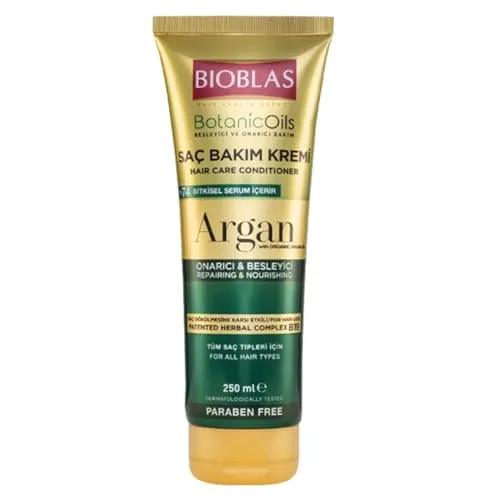 Bioblas Botanic Oils Arganöl Haarspülung (250 ml) – Reparierender & Nährender Conditioner gegen Haarausfall, mit patentiertem Kräuterkomplex B19, für alle Haartypen, ohne Parabene