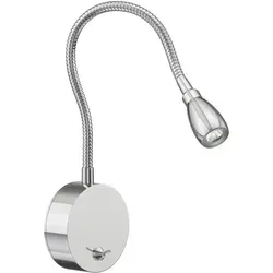 ledscom.de LED Leselampe/Wandleuchte HAN, Schwanenhals, Schalter, chrom glänzend, weiß