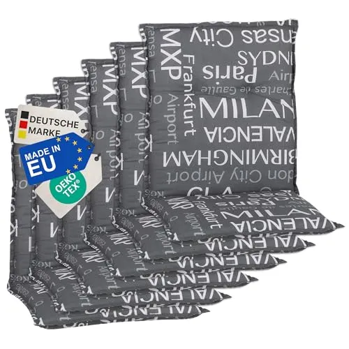 NYVI Gartenstuhl Auflagen Niedriglehner 6er Set Barcelona in schwarz von NYVI