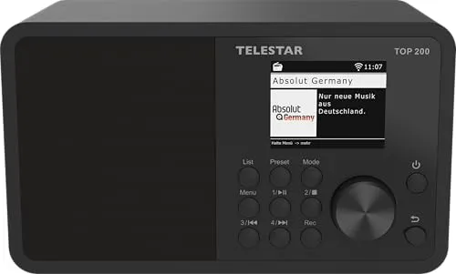 Telestar Radio Top 200 DAB+ mit Bluetooth und WLAN - Digitalradio mit DAB+, UKW und Internetradio, kabelloses Streaming, USB-Aufnahmefunktion und App-Steuerung. Ideal für Musikliebhaber, die Flexibilität und hohe Klangqualität schätzen.