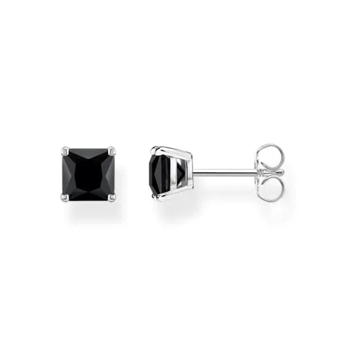 THOMAS SABO Ohrstecker schwarzer Stein aus recyceltem 925 Silber - Ohrringe für Damen aus 925er Sterlingsilber, nachhaltig und stilvoll. Perfekt kombinierbar mit anderen Schmuckstücken von Thomas Sabo.