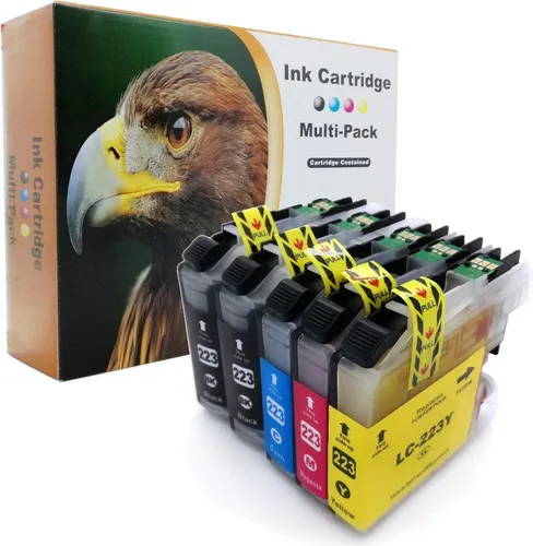 D&C Tintenpatronen für Brother L-223, 20er Set - Druckerpatronen-Set für Brother L-221/L-223, enthält 20 Patronen (BK/C/M/Y) mit hoher Seitenleistung, ideal für Vieldrucker.