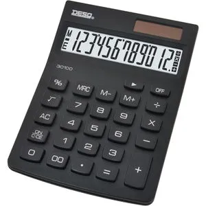 DESQ Taschenrechner New Generation Compact 3010009, 12-stelliges LC-Display, Solar- und Batteriebetrieb