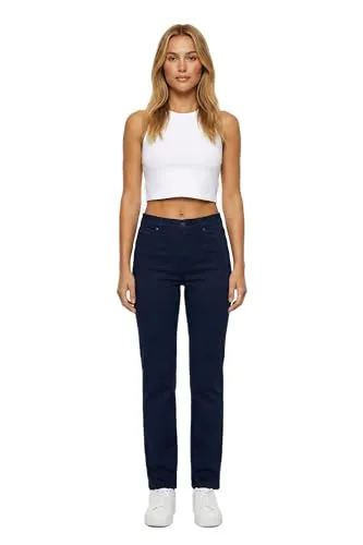 ESRA Blaue High Waist Hose Damen – Elegante Business Hose mit Stretch - Stilvolle High Waist Hose in Dunkelblau für Büro und Alltag. Bequemer Baumwoll-Stretch sorgt für maximalen Tragekomfort und eine optimale Silhouette. Vielseitig kombinierbar für jeden Anlass.
