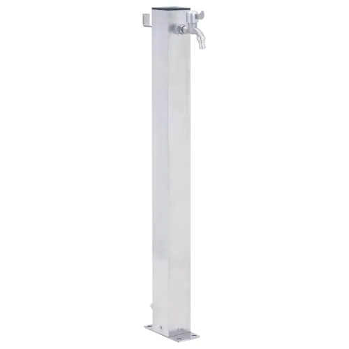 vidaXL Gartenwassersäule mit Wasserhahn und Haken - Wasserhahn aus rostfreiem Stahl für die Gartenbewässerung, inklusive Haken zur Schlauchaufhängung und stabiler Sockel für optimale Nutzung im Freien.