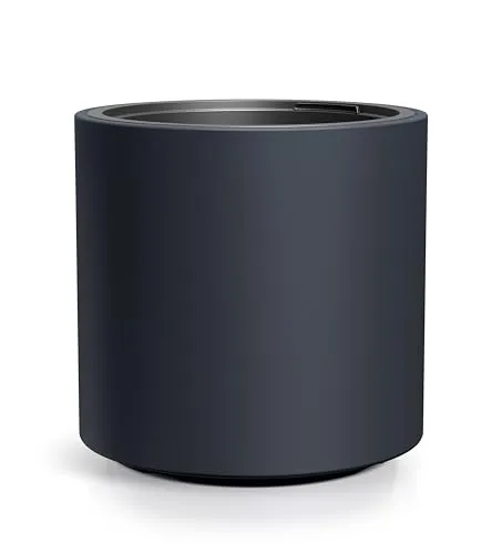 Spetebo XL Kunststoff Blumentopf - anthrazit rund 47 x 44 cm - Garten-Zubehör: Moderner Blumentopf aus frostsicherem und UV-beständigem Kunststoff mit entnehmbarem Pflanz-Einsatz für einfaches Umtopfen.