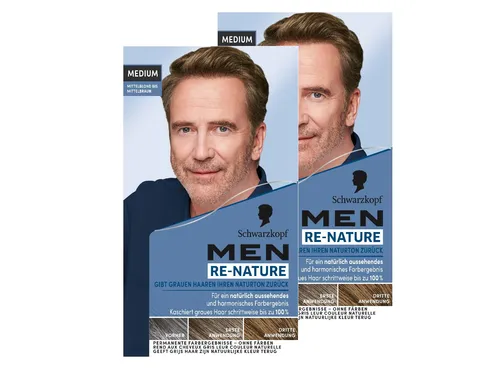 MEN RE-NATURE Naturton Medium Mittelblond bis Mittelbraun, 2x 145 ML