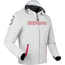 Bering Warwick Textiljacke - Wasserdicht in Hellgrau/Rot - M - Motorradjacke aus 100% recyceltem Polyester, wasserdicht mit BWTECH-Membran, abnehmbarer Kapuze und herausnehmbaren Protektoren für optimalen Schutz und Komfort.