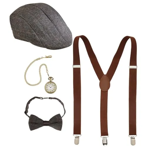 W WIDMANN MILANO Party Fashion 68559 - Kostüm-Set Die Wilden 20er, 4-teilig, Charleston, Gangster, Mafia-Boss, Accessoires, Karneval