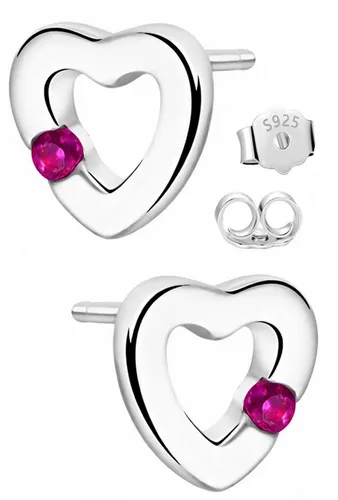Limana Paar Ohrstecker Kinder Mädchen Schmuck Herz Ohrringe 925 Silber rhodiniert Zirkonia (Kinderschmuck inkl. Dose Silberschmuck Geschenk für Geburtstag), Ostern Einschulung Schulanfang Nikolaus Kommunion Weihnachten