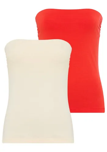 Melrose Bandeautop (2er-Pack) mit Raffung an der Naht, durchgestepptes Rumpfabschluss