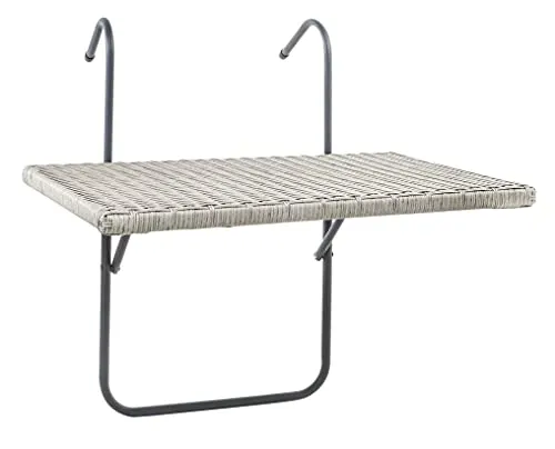 Spetebo Balkon Hängetisch in Rattan Optik - 60x40 cm, höhenverstellbar - Beistelltisch für Balkon, klappbar und einhängig, mit 3-fach neigbarer Tischplatte für optimalen Komfort. Ideal für kleine Balkone und einfache Montage ohne Werkzeug.