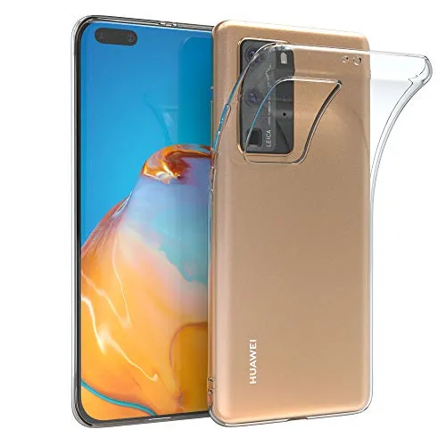 EAZY CASE Hülle kompatibel mit Huawei P40 Pro Schutzhülle Silikon, Ultra dünn, Slimcover, Handyhülle, Silikonhülle, Backcover, Durchsichtig, Klar Transparent