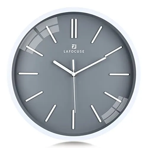 Lafocuse Minimalistisch Grau Wanduhr Lautlos,3D Einfache Linien Wanduhr Modern Ohne Ziffern,Ohne Ticken Deko für Wohnzimmer Schlafzimmer Küche 30 cm