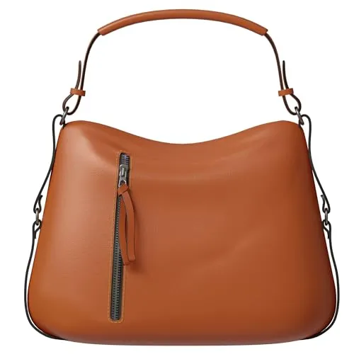 KMISSO Damen Shopper Tasche Hobo Bag Rucksackfunktion groß aus veganem Leder 30657 Orange