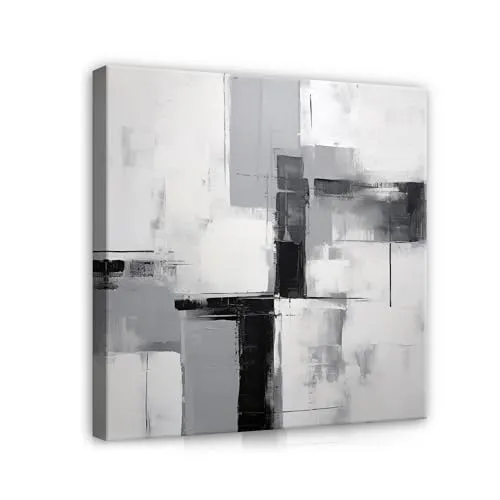 WallArena - Leinwand Bilder - Abstrakt grau Kunst - 40x40 cm Leinwandbilder - Bild auf leinwand - Wandbild XXL groß Wandbilder für Wohnzimmer Schlafzimmer Wohnzimmerbilder Modern