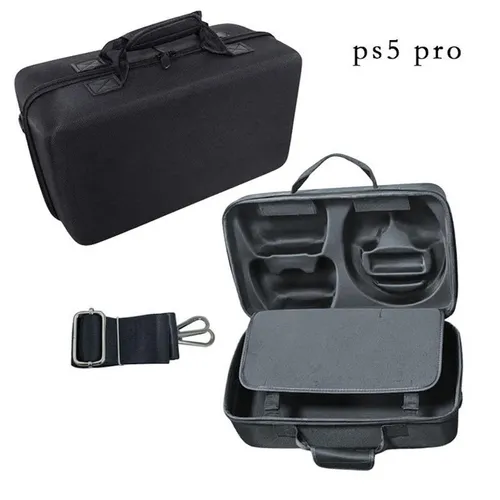 Tragetasche für PS5 Pro Konsole mit Kopfhörerfach - Schwarz - Praktische Tragetasche für Sony PlayStation 5 Pro. Gepolstert und strapazierfähig, ideal für sicheren Transport von Konsole und Zubehör. Mit zusätzlichem Fach für Kopfhörer.