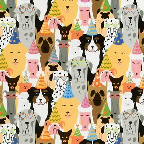 Geschenkpapier Hunde 70cm x 2m Rolle - Geschenk Papier mit Tier Motiv - Geschenkpapierrolle für Kindergeburtstag Geburtstag - Farbiges Packpapier & Verpackungspapier - Bunt