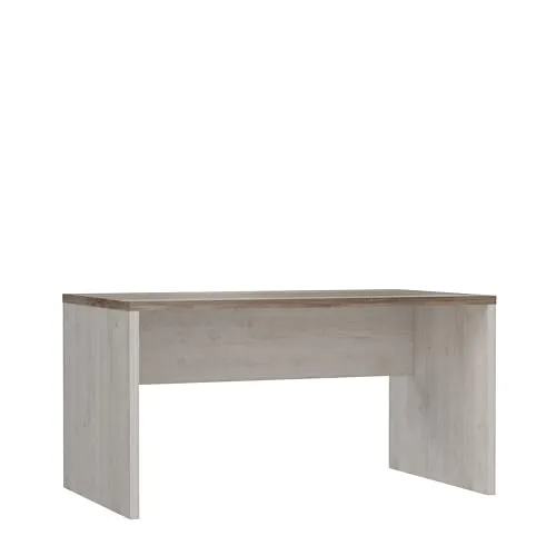 KAUNAS Schreibtisch 140 x 80 cm - Pinie Weiß & Eiche Antik - Kinderschreibtisch mit moderner Landhausoptik, pflegeleichte Spanplatte und großzügiger Arbeitsfläche von 140 x 80 cm für kreative Projekte und Lernen.