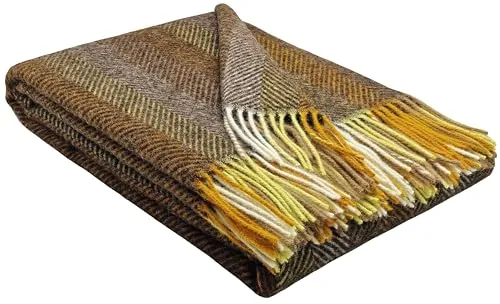 STTS International Wolldecke 100% Schurwolle 140 x 200 cm in braun von STTS International