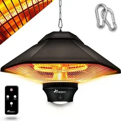 TRESKO Deckenheizstrahler 1200W mit Fernbedienung & LED-Beleuchtung