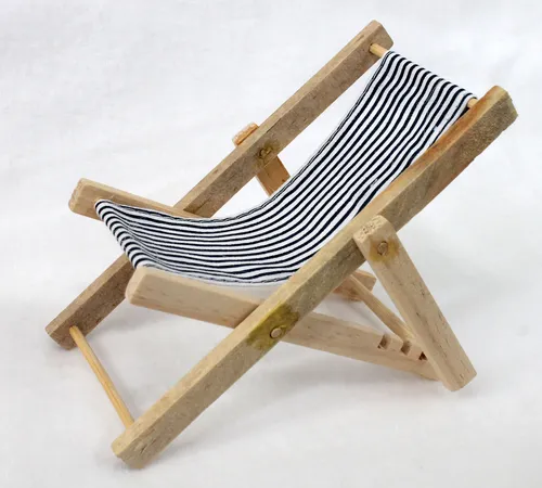 Mini Deko Liegestuhl blau-weiss gestreift 14,5 x 7,5 cm